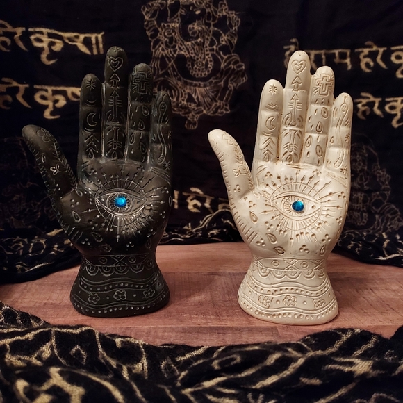 2 LOT Ancient Hamsa Hand of Fatima Hand of God Evil Eye of Protection Palmistry - Picture 5 of 5